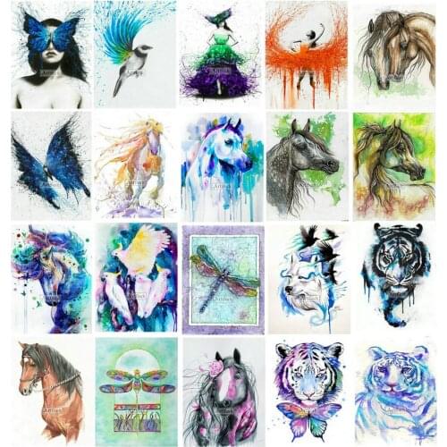 New Hot 23 style 5d diy diamond painting watercolor animal full square round drill 3d diamond mosaic for home decoration gift
