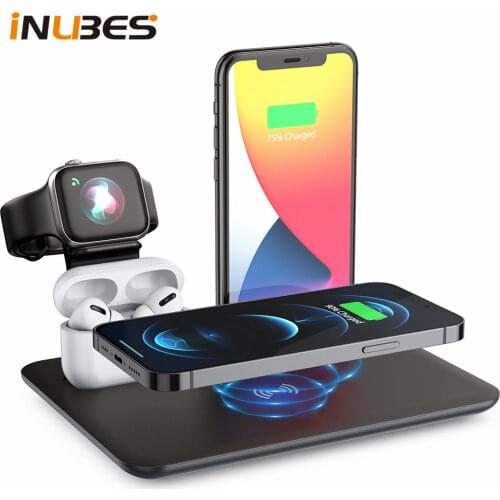 15W Fast Wireless Charger For iPhone 12 Samsung Wireless Charging Stand Dock For Apple Watch Airpods Charging Pad Station Type C