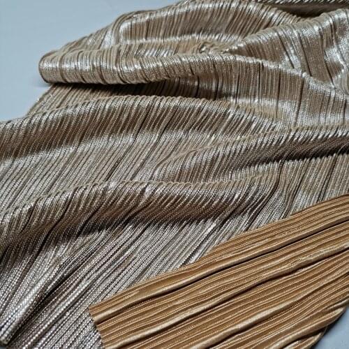 Bronzing Silver crushed satin shiny fabric pleated material for cloth DIY dress fashion glossy material 1 yard