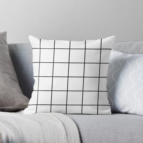 Black and White Grid Throw Pillow Cushion Cover Polyester throw pillows case on sofa home living room car seat decor 45x45cm