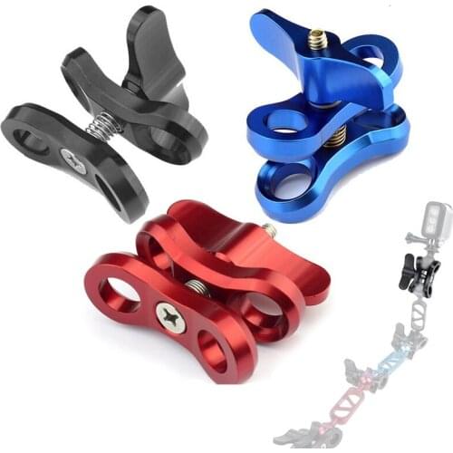 CNC Aluminum Alloy Adaptor Mount Action Video Cameras for Accessories Butterfly Ball Head Holder for Monopod Diving Flash Light