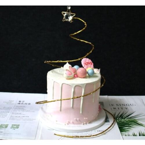 Aluminum Wire Cake Decorative Accessories with Ball and Bow Creative Baking Decoration for Kitchen Accessories