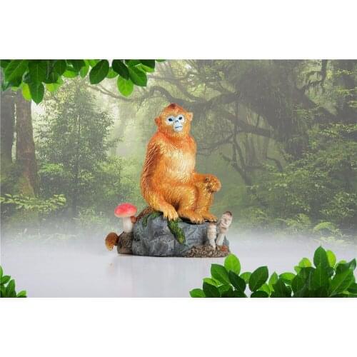 EDAGE Snub-nosed Monkey Family Scene Statue Golden Monkey Animal Figure Desktop Decoration Collector Toy Gift