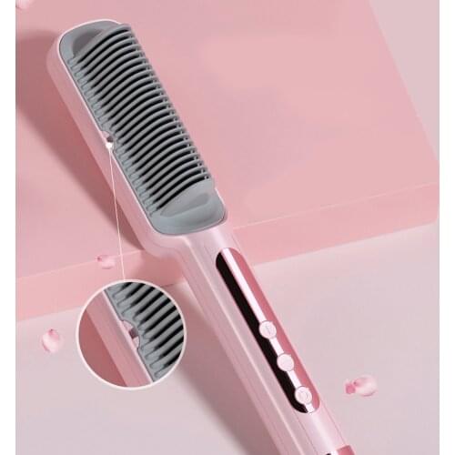 2 in 1 Electric Hot Air Comb Hair Straightener Brush Ceramic Hair Curler Heated Electric Smart Brush Styling Tools