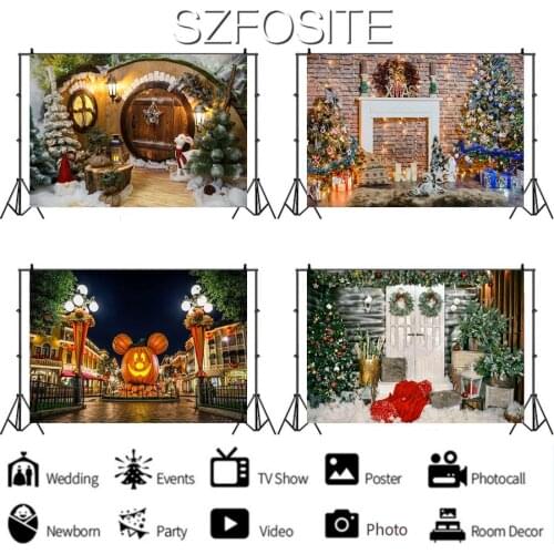 Fireplace Snow Merry Christmas Series Backdrop Holiday Party Decoration Kids Room Newborn Custom Background Photography Photo