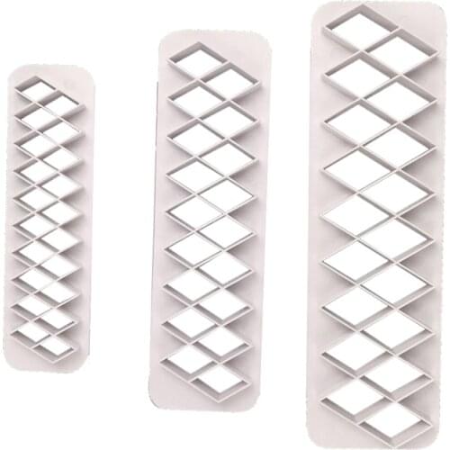 3PCS/Set Diamond Shape Cookie Cutter Custom Made Printed Fondant Biscuit Bread Cake Cream For Kitchen Decorating Embossing Tools