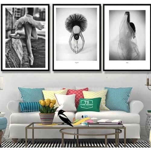 Nordic Style Canvas Modern Printed Ballet Dancer Black White Poster Home Decor Painting Wall Art Picture For Living Room Modular