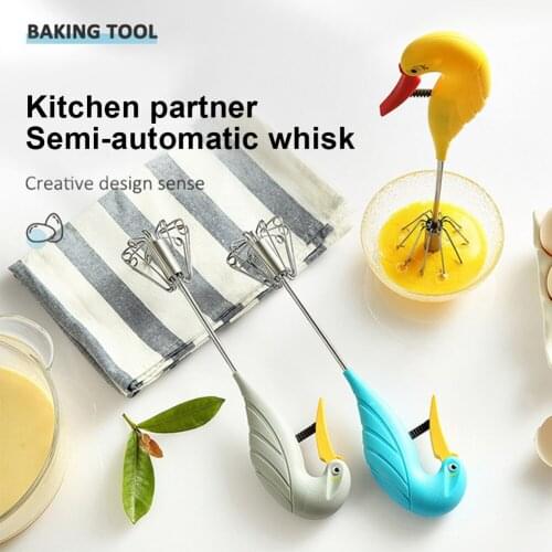 Kitchen Accessories Egg Beater Semi Automatic Handheld Whisk Stainless Steel Wire Kitchen Tool Manual Mixer Milk Egg Frother