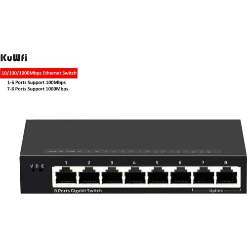 KuWFi Gigabit 8-Port Ethernet Switch Mini Desktop1000Mbps Fast Network Switch LAN Hub/ Full or Half Duplex Exchange 2020 New