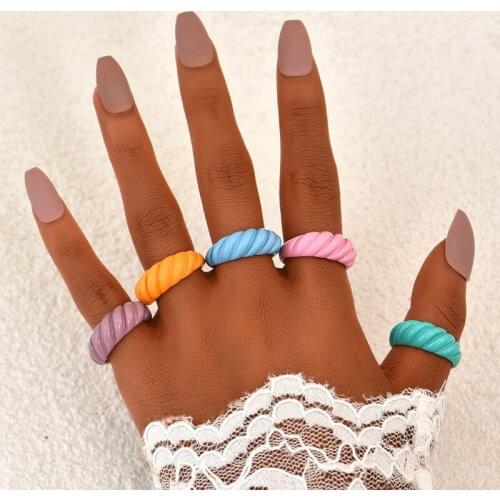Fashion Candy Color Geometric Rings for Women Girl Trendy Colorful Finger Rings Set Personality Jewelry Accessories