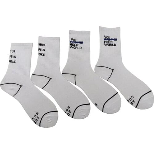 White English Alphabet Pattern Men And Women Socks Treet Hip-Hop Harajuku Design Sweat-Absorbing Cotton Comfortable
