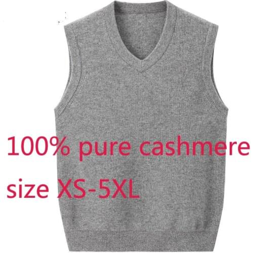 New Winter 100% Pure Cashmere Waistcoat Worsted Vest Thickened V-neck Computer Knitted Vest, Sleeveless Thick Plus Size XS-4XL