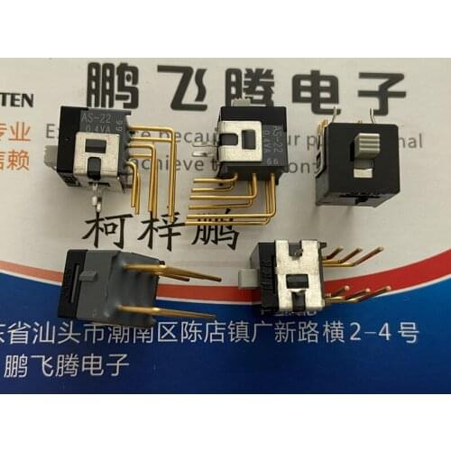 Original new 100% AS-22AV bent foot 6pin 2 gear toggle switch double pole sliding push switch 0.4VA