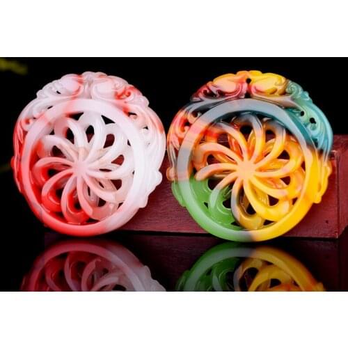 Natural Colour Jade Dragon Pendant Necklace Chinese Double-sided Hollow Carved Windmill Fashion Charm Jewellery Men Women Gifts