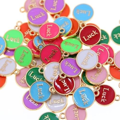 10Pcs 12*15mm Alloy Enamel Charms English letter LUCK Charms For Jewelry Making Bracelet pendant For DIY Earring Jewelry Ornamen