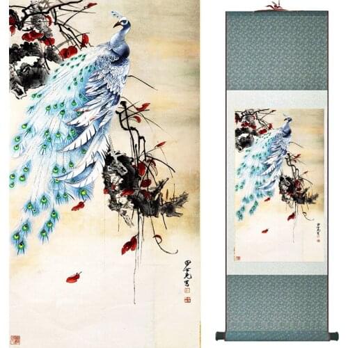 Birds and flower painting silk scroll painting traditional birds and flower painting Chinese birds19 040402
