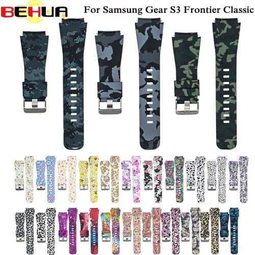 Colorful Printing Pattern Silicone Watch Band for Samsung Gear S3 Frontier Strap Classic Smart Watch Bracelet New 22mm Wristband