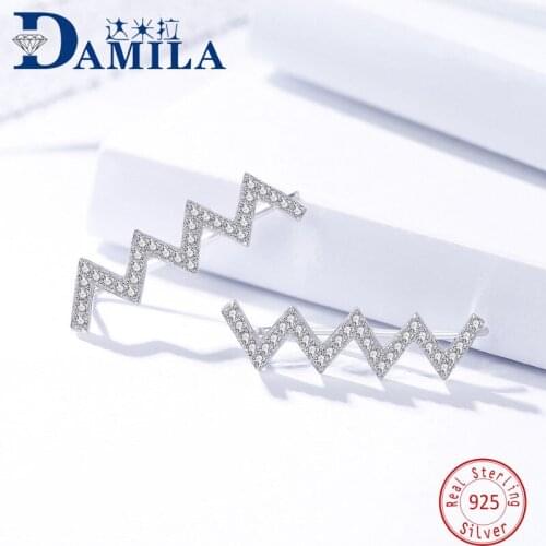 Rhodium plated earrings silver 925 with Cubic Zironia Fashion no pierced ear clip jewelry boucles d'oreilles pour les femmes