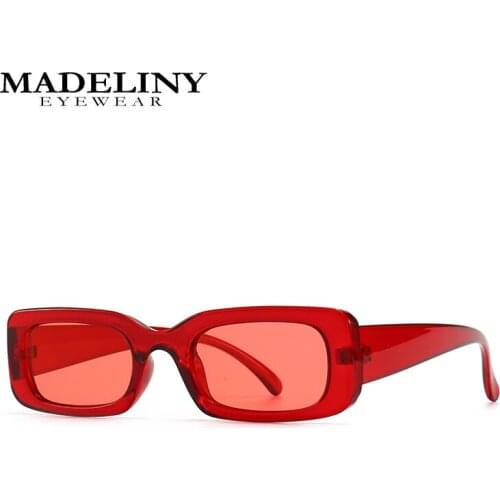 MADELINY Classics Square Sunglasses Women Brand Designer Rectangle Sun Glasses Fashion Black Pink Red Eyewear Gafas De Sol MA490