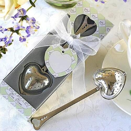 Hot High Quality Heart Design Spoon Tea Infuser Filter Food Stainless Steel Wedding Souvenir Bridal Shower Favor Gift Spoon set