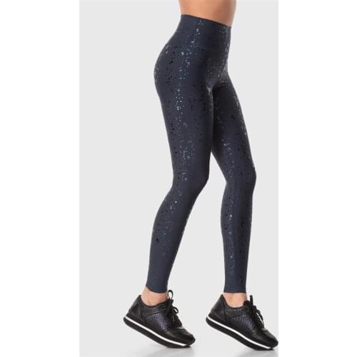 Superstacy High Waist Patterned Dark Blue Sports Leggings