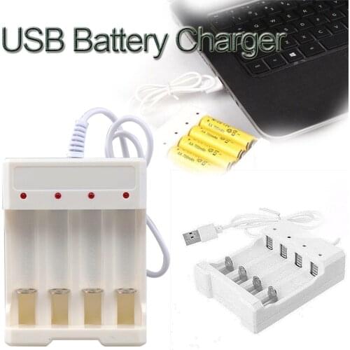 AA/AAA Battery Universal Home & Living Rechargeable White Button Lithium Battery Four Slots USB Charger Battery