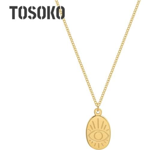 TOSOKO Stainless Steel Jewelry Sun Light Eye Pendant Necklace Fashion Simple Clavicle Chain For Female BSP009
