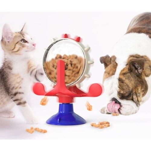 Pet Funny Cat Toy Plastic ABS Cat Turntable Leaking Food Windmill Pet Cat and Dog Toy Interactive Multi-color Toy Pet Supplies