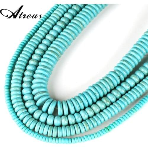 Green Turquoises Round Flat Beads Natural Sone Looser Spacer Beads For Jewelry Making DIY Accessories 2x4 3x6 4x8 4x10 5x12mm