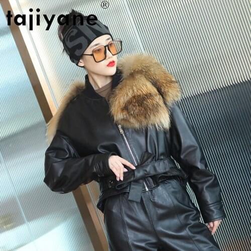 2021 Genuine Spring Leather Jackets Women Real Sheepskin Coat Woman Big Raccoon Fur Collar Jacket Mujer Chaqueta TN1711