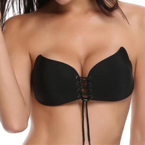 Women Self Adhesive Strapless Bandage Backless Solid Bra Stick Gel Silicone Push Up womens underwear Invisible Bra