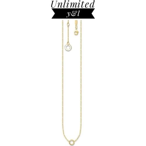 Link Chain Necklaces Gold Color Circle Charm Carrier Women Men 925 Sterling Silver Thomas Style Fashion Jewelry Accessories Gift