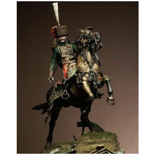 1/32 54mm ancient warrior with horse and base Resin figure Model kits Miniature gk Unassembly Unpainted