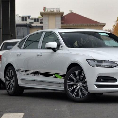 2 Pcs Car Side Sticker for Volvo S90 Auto Vinyl Film Decals Sports Long Styling Skirt Sticker Auto Tuning Accessories