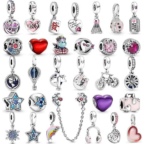 2Pcs/Lot Silver Plated Crystal Gigantic MOM Earth Star Beads Pendant Fit DIY Charm Bracelets Necklaces For Women Jewelry Making