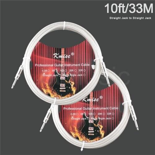 2 Pcs Kmise Guitar Cable Instrument Cord 33ft OFC Braided Low Noise for Electric Guitar