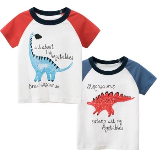 27Kids Dinasour T-shirt Cartoon Pattern Of Dog Cute Boy Summer Tee Girl Tops