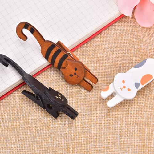 3pcs Lovely Cat design Wooden Clip set Mini Wooden Clips For Photo Clips Clothespin Craft Decoration Clips Pegs