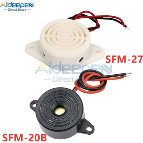 5Pcs/lot DC 3V-24V SFM-27 SFM-20B Alarm High-decibel Electronic Buzzer Beep Alarm Intermittent Continuous Beep For Arduino