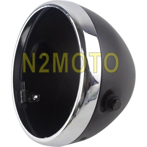 7" Motorcycle Headlight Housing Bucket 7 inch Headlight Universal Motorcycle Mounting Headlight Shell Matte Black Chrome