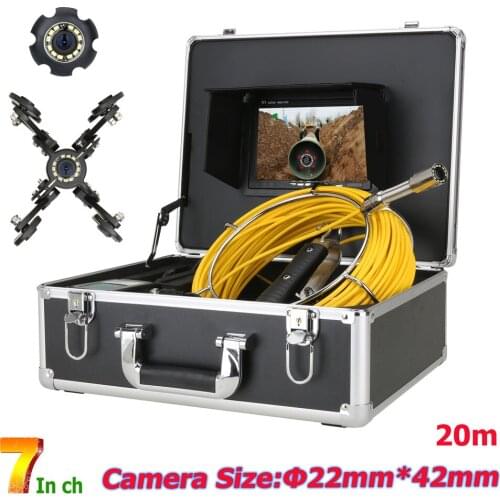 7"Monitor 20M Pipe Inspection Video Camera,IP68 HD 1000TVL Drain Sewer Pipeline Industrial Endoscope System with 12PCS LED Light