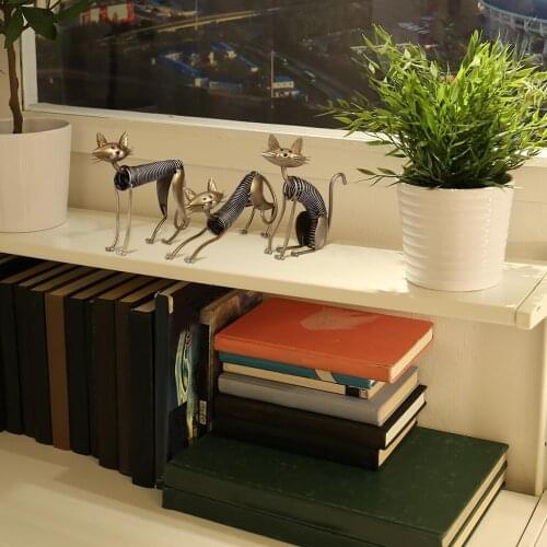 Cat Statue for Home Office Bookshelf TV Stand Decoration, Iron Animal Sculpture Crafts Gift for Friend, Family, Animal Lovers