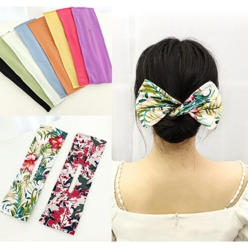 Bow Hair Bun Hairbands Print Fashion Hair Bands Women Stylin Knotted Wire Headband Braided Multi-Use DIY Hair Accessories