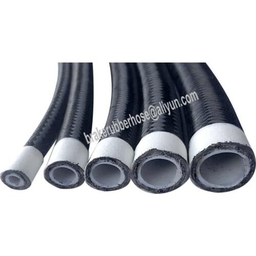 AN4- AN16 Black Cotton Wire Braided PTFE Lined Stainless Steel Reinforcement Hose For Fuel Oil E85 1M
