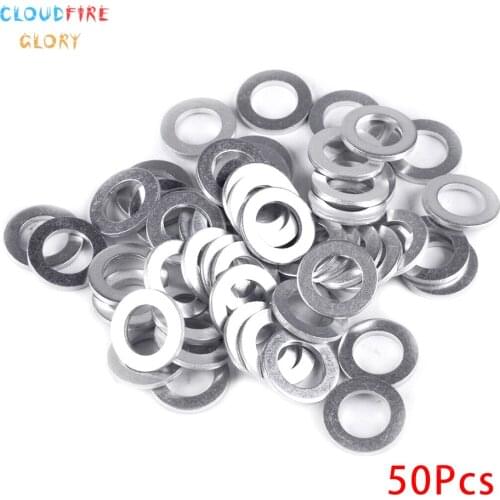 CloudFireGlory 50Pcs Car Engine Oil Drain Plug Metal Crush Washer Seal O-Ring Gasket 12mm ID. 20mm OD