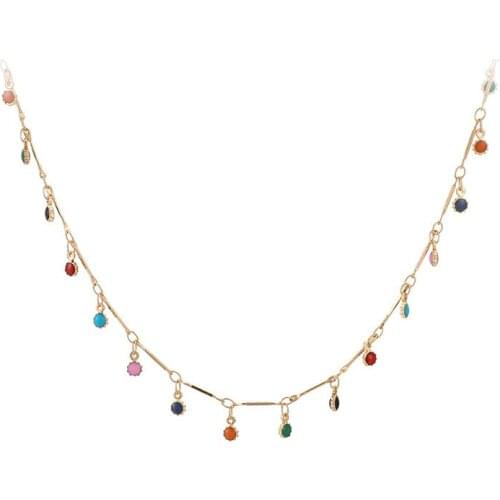 Pop rainbow jewelry gift choker exquisite necklaces chain gold chains women pendant druzy initial ranibow igirl pandent necklace