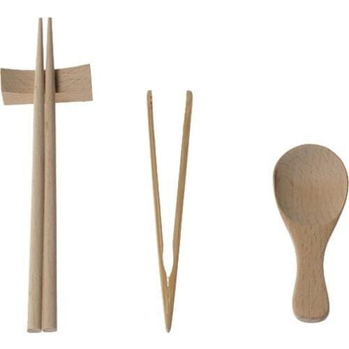 Cutlery for Kids Montessori Basic Skill Practical Materials Wooden Children Chopsticks Spoon N Bamboo Food Clip Kitchen Utensils