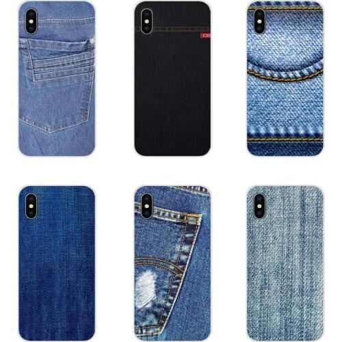 For Xiaomi Redmi Note 3 4 5 6 7 8 Pro Mi Max Mix 2 3 2S Pocophone F1 Accessories Phone Cases Covers Jeans Textile Blue Cloth