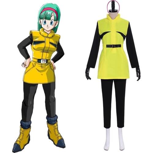 Dragon Z Bulma Cosplay Costume Yellow Dress