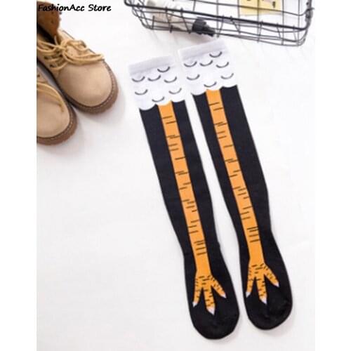 New Chicken Women Over The Knee Socks Cotton Chicken Claw Ladies Sock Cartoon 3D Print Funny Creative Animal High Socks Cosplay